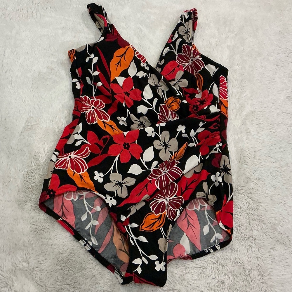 Miraclesuit Tropical Floral Surplice One-Piece Swimsuit - 16W